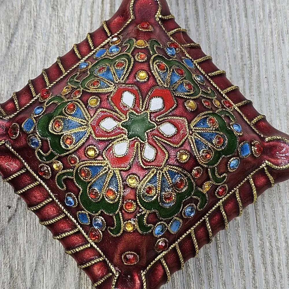 Cloisonne Jeweled‎ Ornament Hanging Decor Ethnic Floral Boho Holiday Christmas